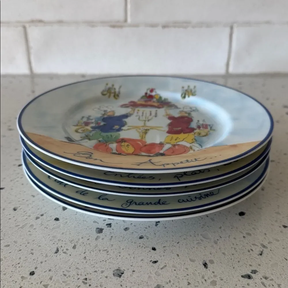 Williams Sonoma French Chef Cuisine Salad/Dessert Set of 5 Plates Made in Japan